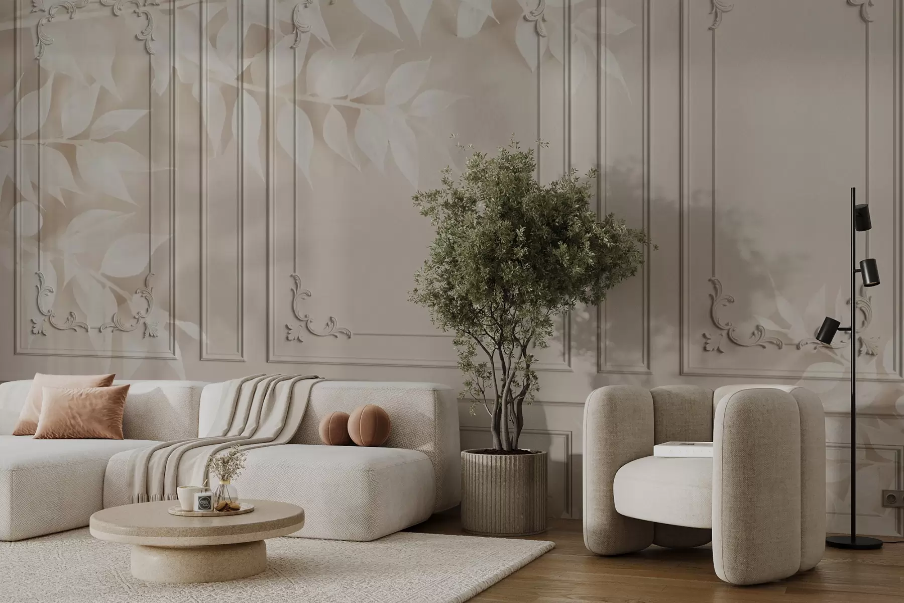 Murale Panneaux anglais classiques en boiserie avec feuilles u96165