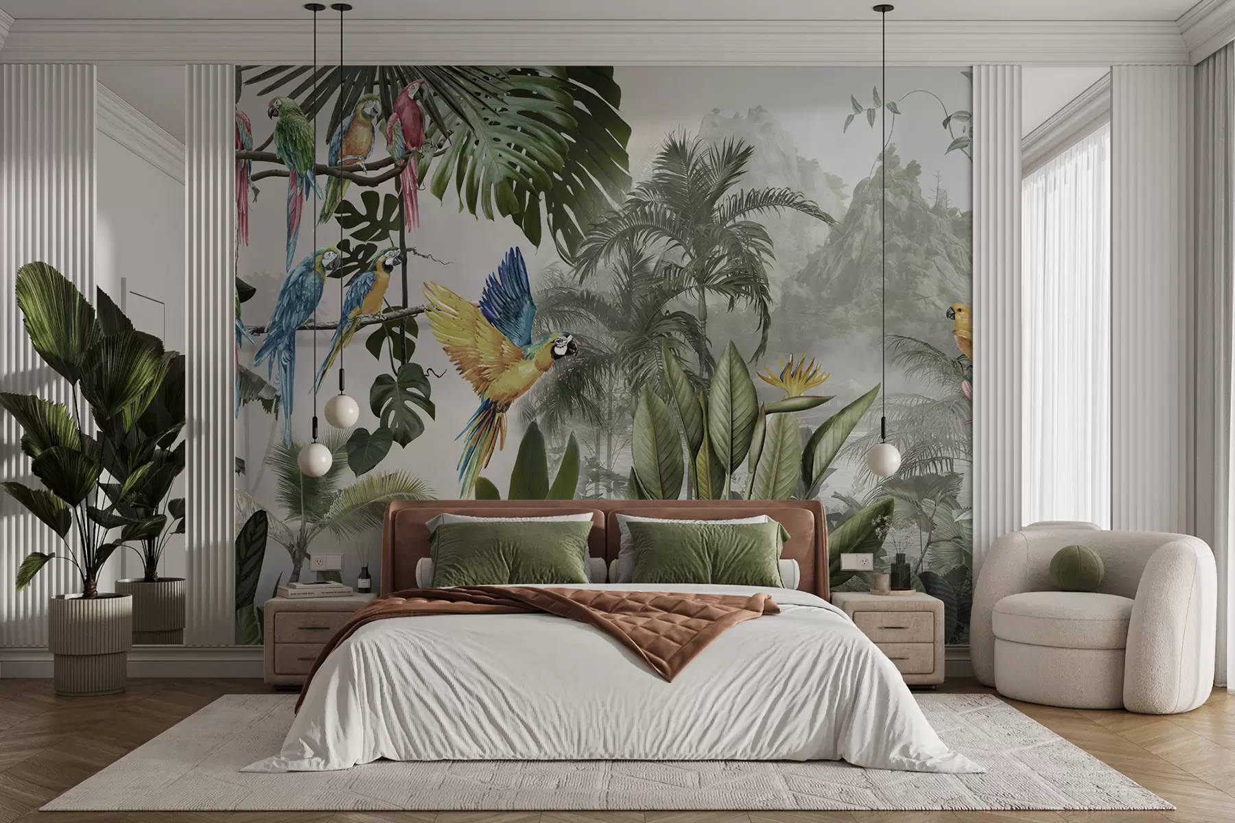 Fototapete Papageien im Regenwald u95693