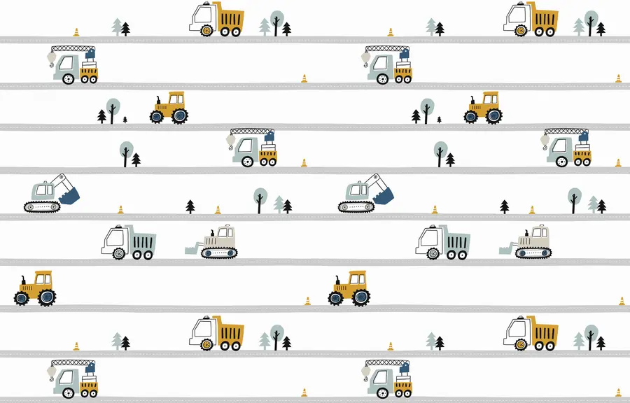 fototapeter Lastbil, traktor, lastkran, bulldozer, gravemaskine u96465