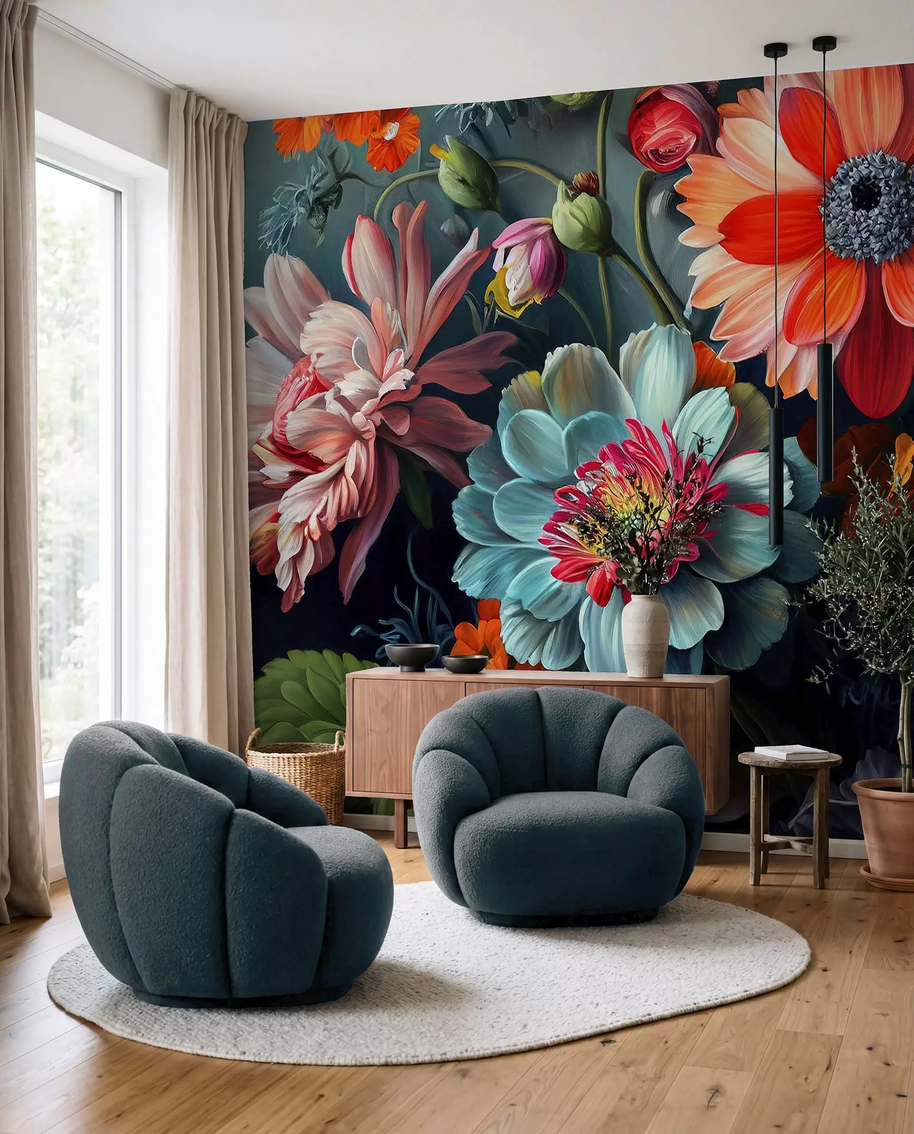 Murale Éclaboussures de fleurs u96631