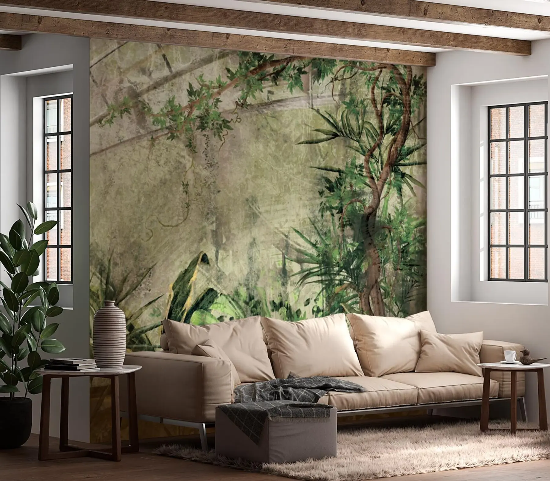 Murale Fourrés de jungle tropicale, plantes et arbres u96932