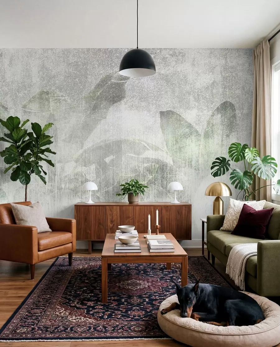 fototapeter Tropiske palmer i loftstil u97030