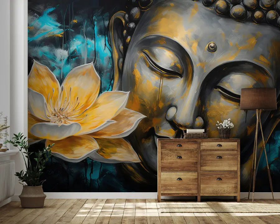 fototapeter Lotusblomst og Buddha u96961