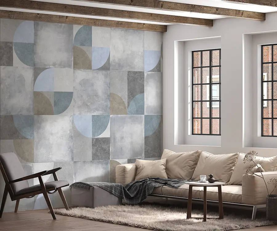 fototapeter Abstrakt geometrisk mønster med cementtekstur som baggrund u97268
