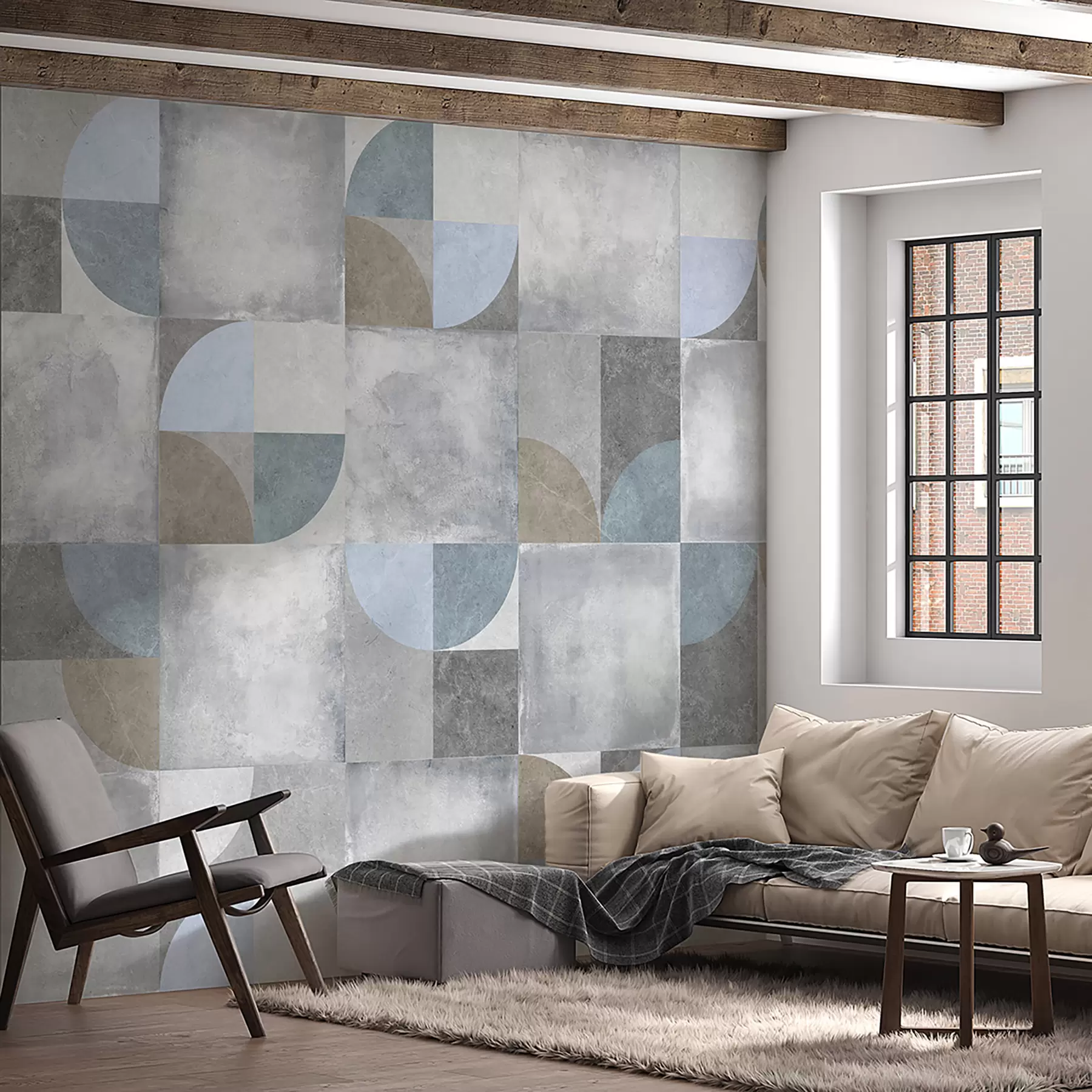 fototapeter Abstrakt geometrisk mønster med cementtekstur som baggrund u97268