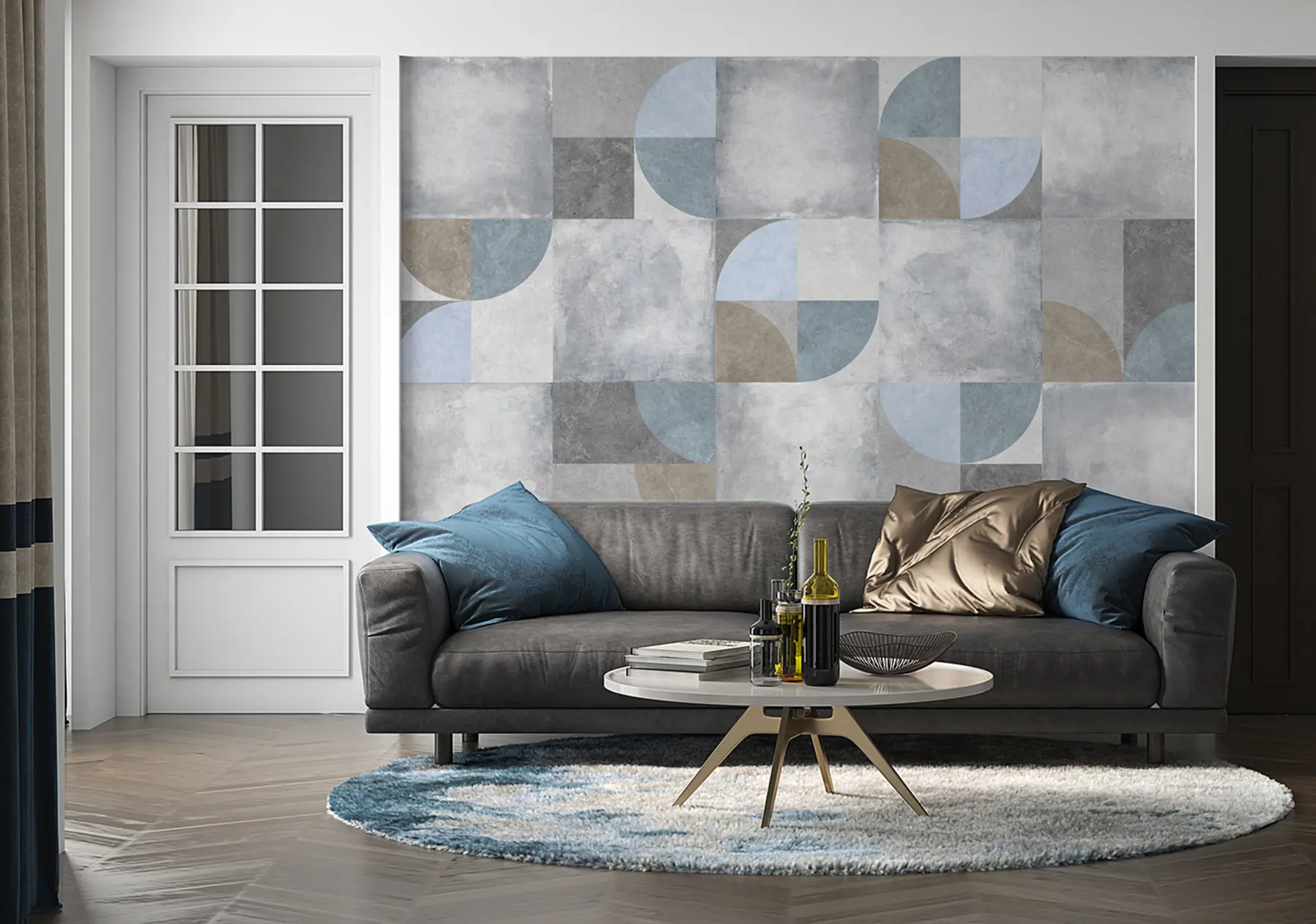 fototapeter Abstrakt geometrisk mønster med cementtekstur som baggrund u97268