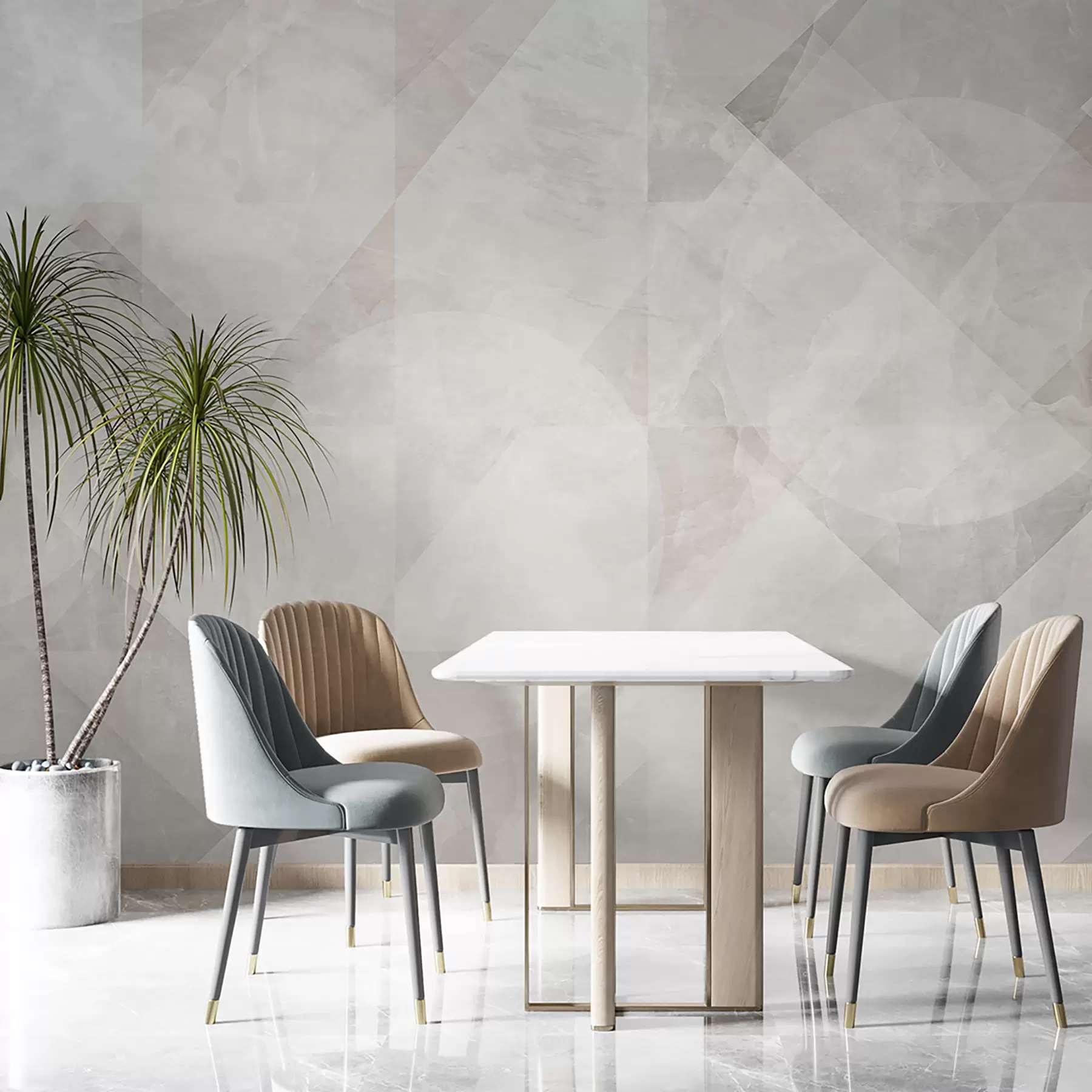 fototapeter Geometrisk abstraktion på en marmorbaggrund i pastelfarver u97269