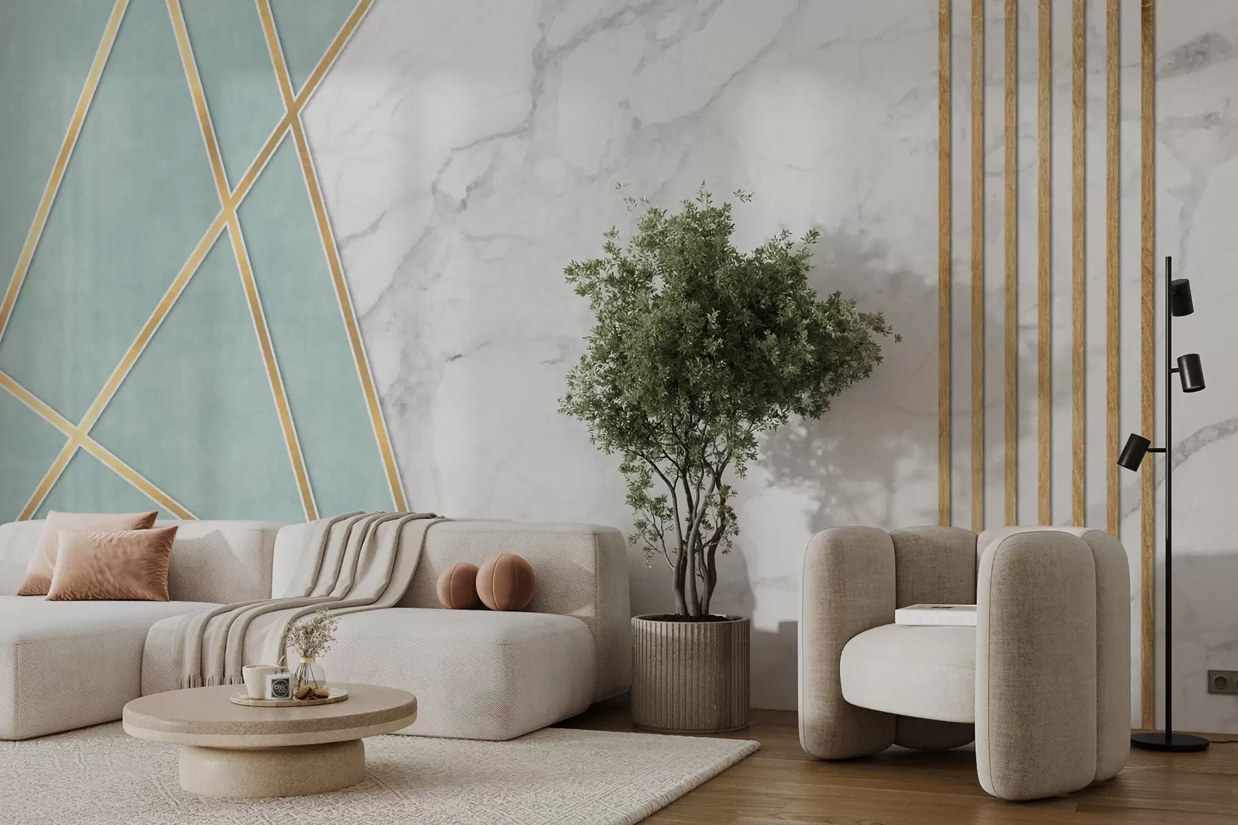 Murale Fond marbré avec géométrie et lignes u95385