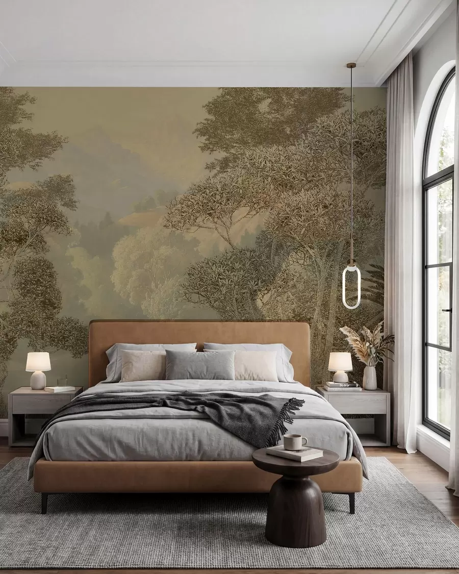 Murale Forêt tropicale dans les tons bruns u97403