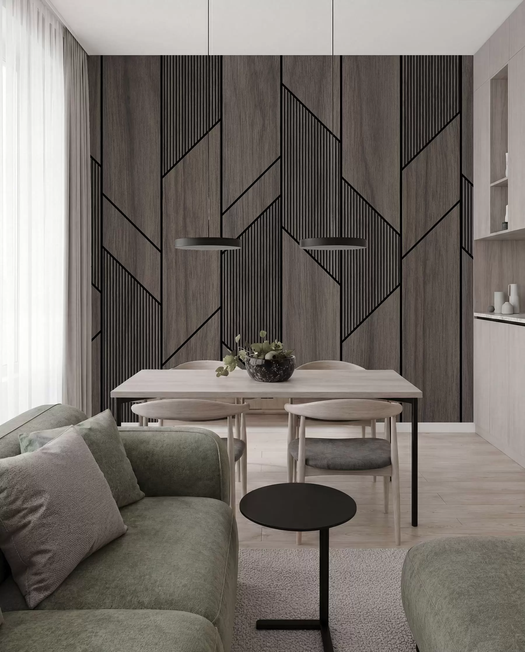 fototapeter Geometriske paneler med træstruktur u97427
