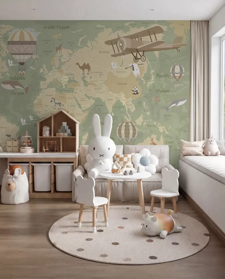 Murale Atlas aérien sauge en anglais u36066v2