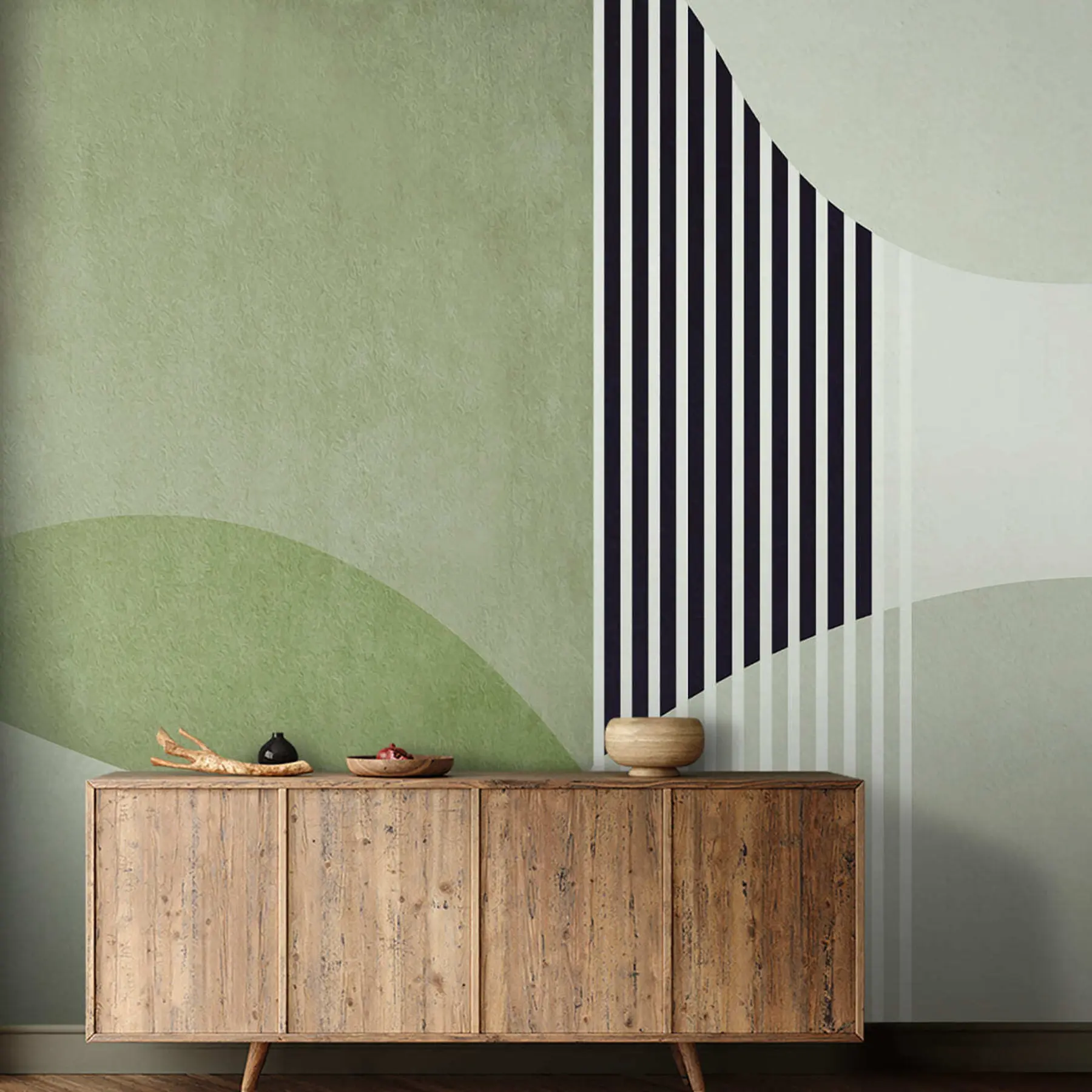 Murale Style rétro abstrait de couleur verte u74075v3