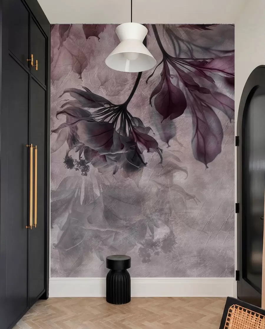 fototapeter Blide gennemskinnelige grene i pink farve u93927v3