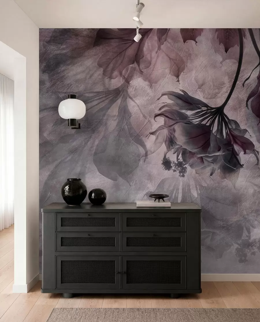 fototapeter Blide gennemskinnelige grene i pink farve u93927v3