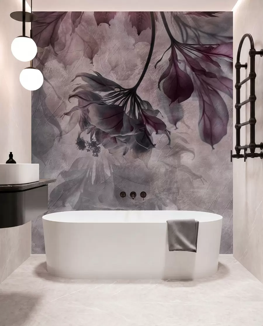 fototapeter Blide gennemskinnelige grene i pink farve u93927v3