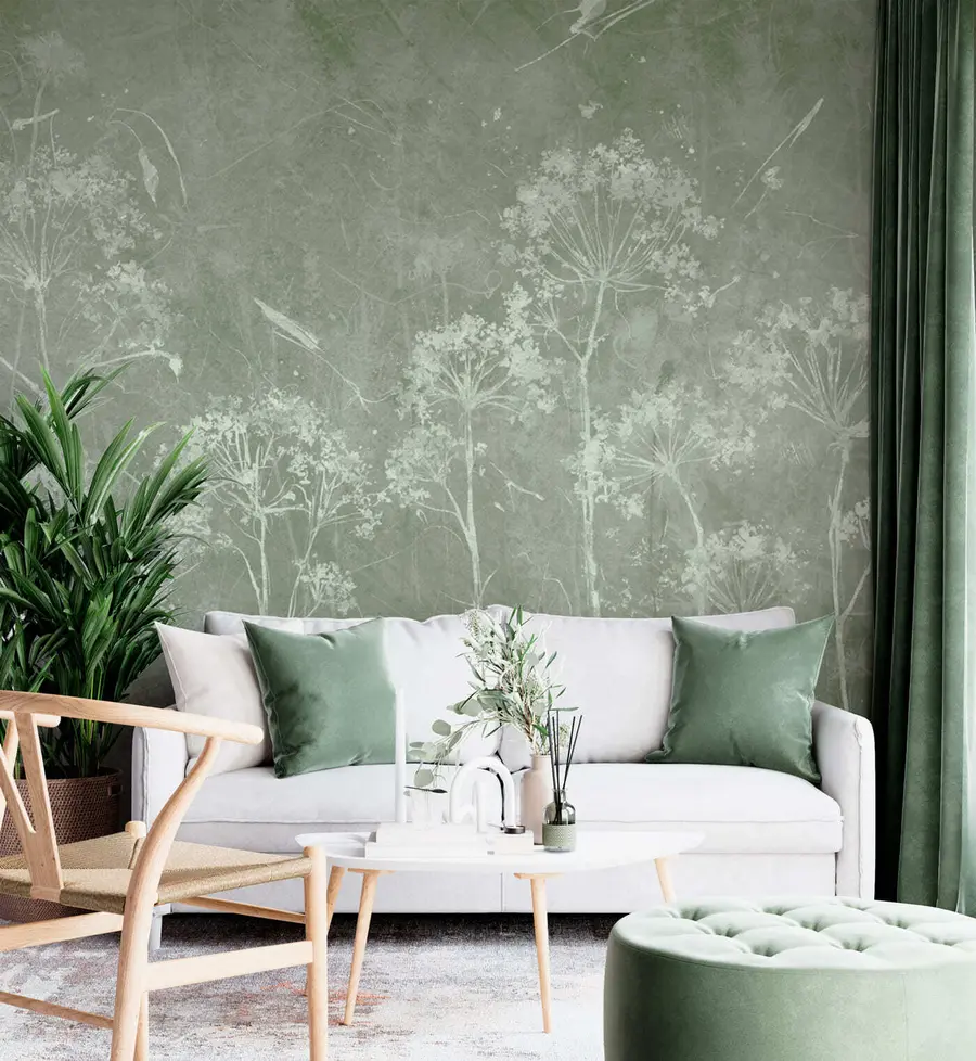 Fototapete Wilde Blumen im Grunge-Stil u96551v1