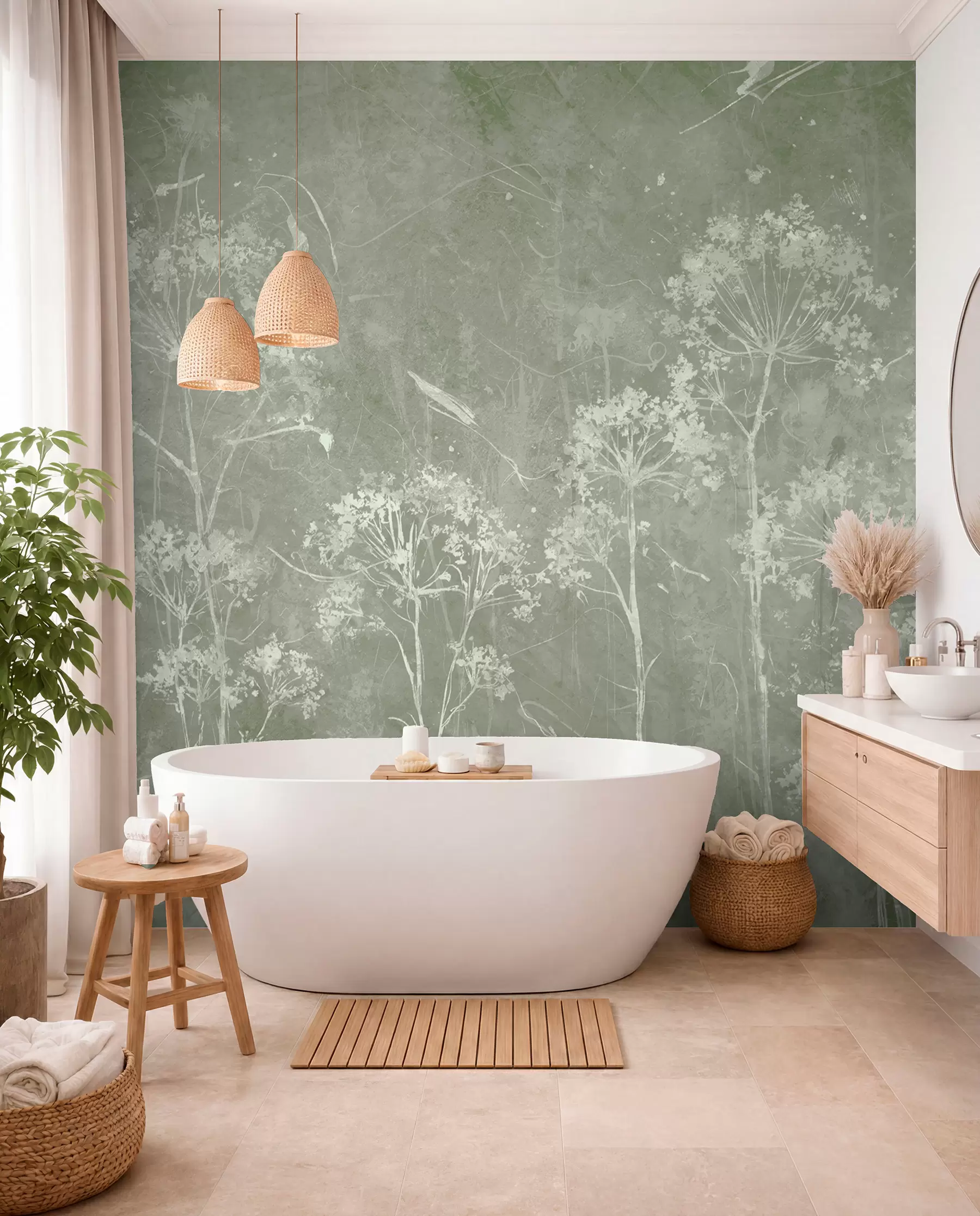Fototapete Wilde Blumen im Grunge-Stil u96551v1