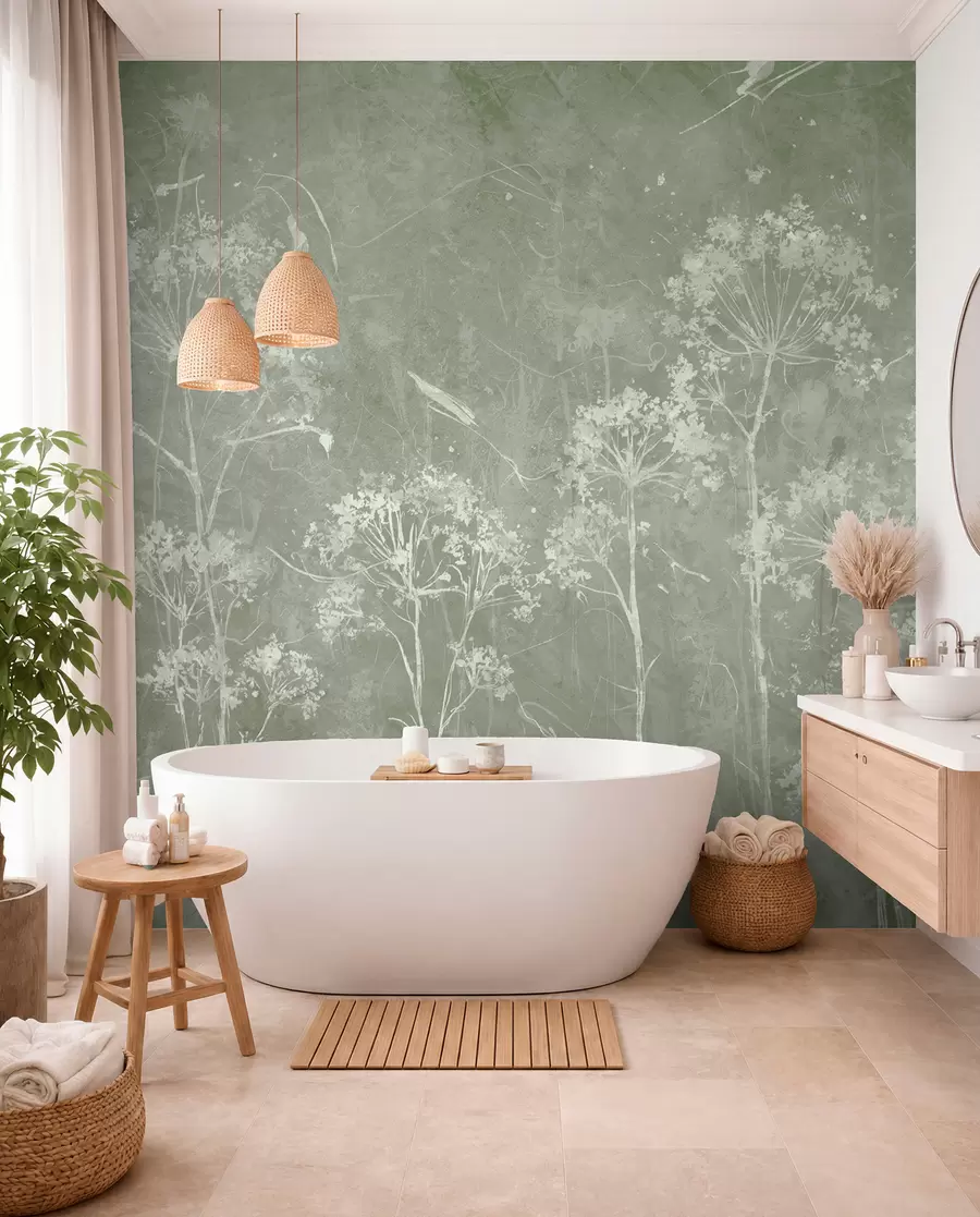 Fototapete Wilde Blumen im Grunge-Stil u96551v1