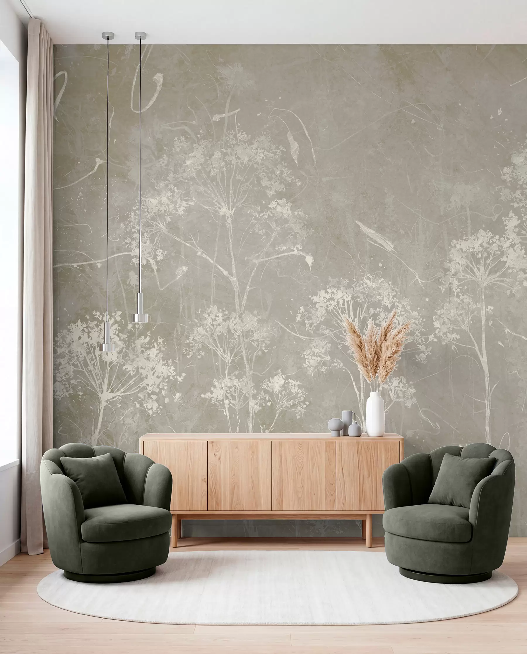 Murale Prairie sur gris patiné u96551v2