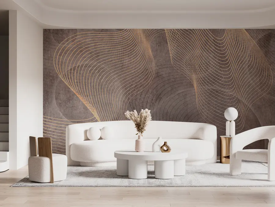 Fototapete Wellenlinien in Sand- und Beigetönen u97469