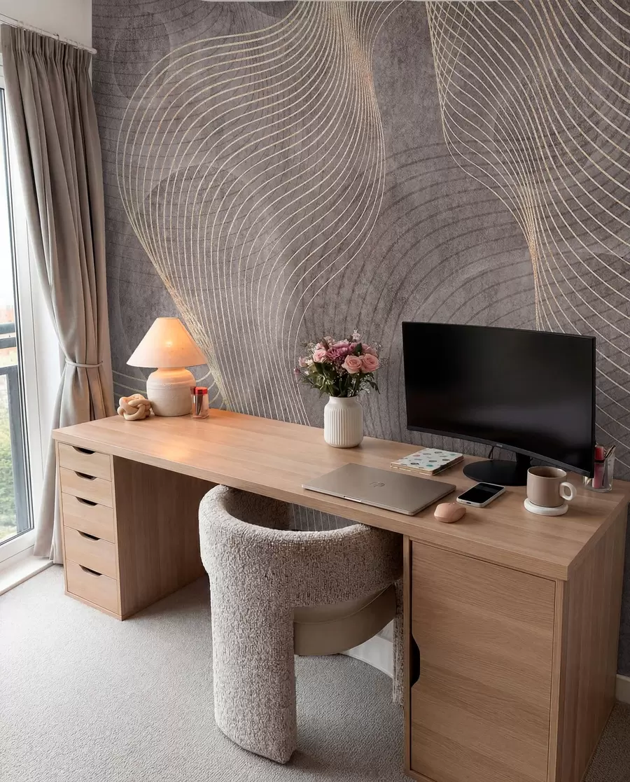 fototapeter Bølgede linjer i sand og beige farver u97469