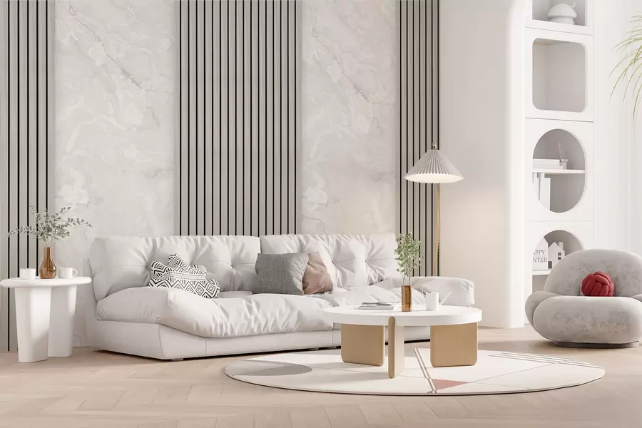 Fototapete Holzlatten mit Marmor u97465