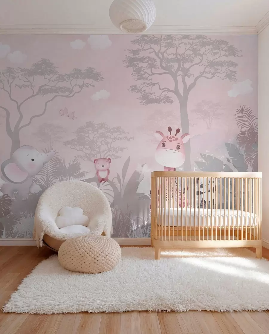 Murale Petit safari en vieux rose u73878v3