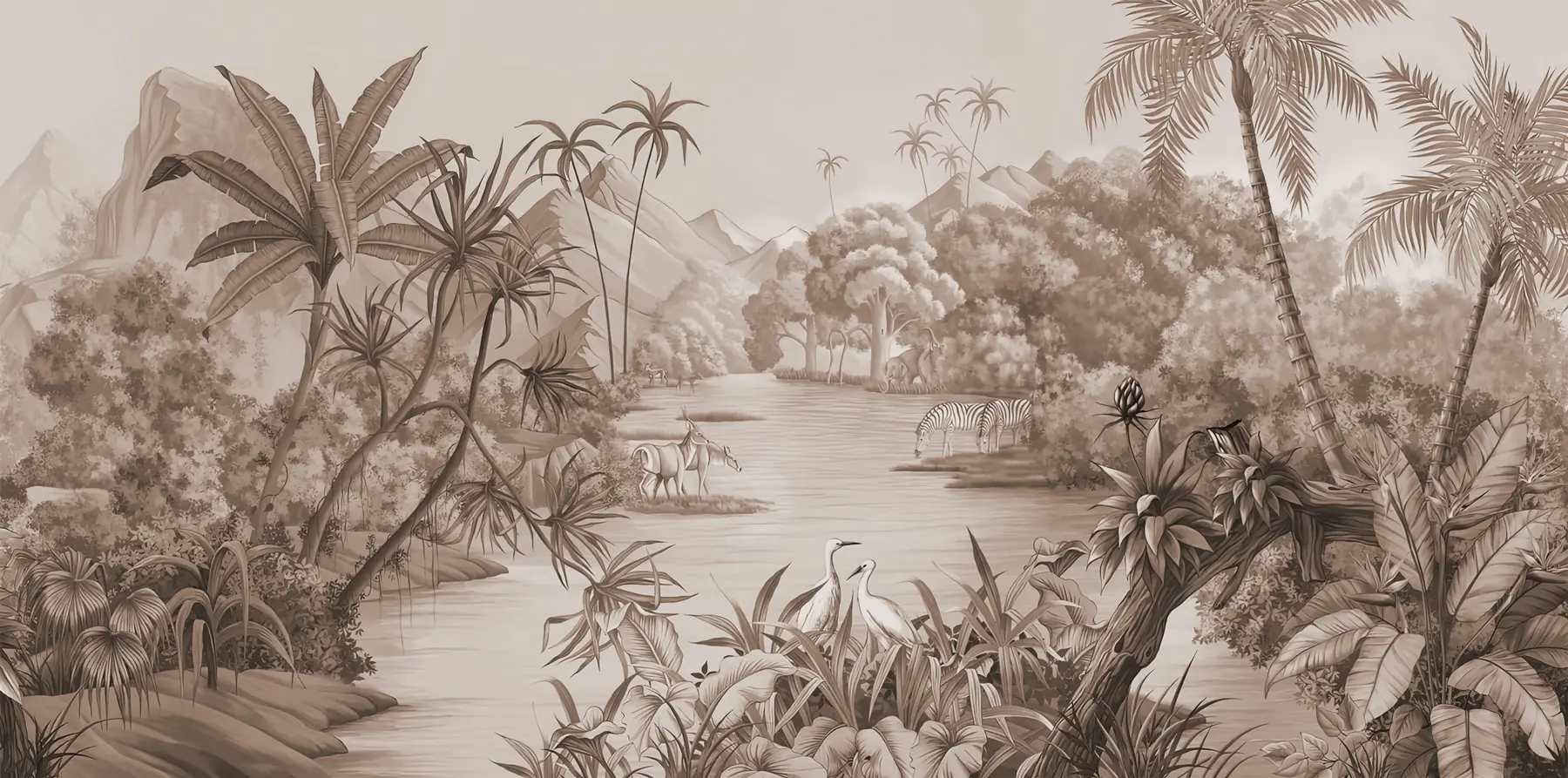 fototapeter Sorte og hvide troper i brune farver u59040v1