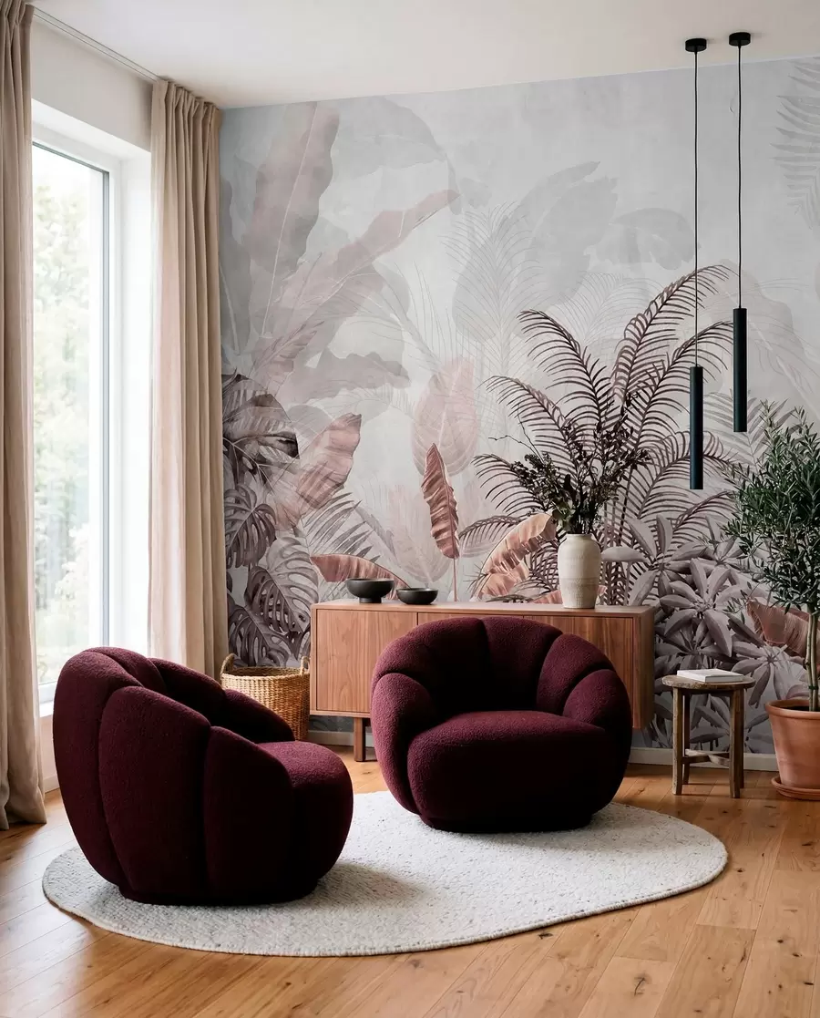 fototapeter Jungle i rosentræstoner u71284v2