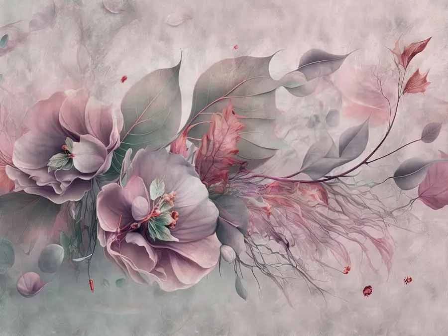 fototapeter Chimera-blomster i lyserøde farver u93930v2