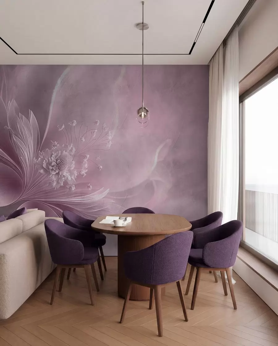 Murale Voile de pétales mauves u93944v2