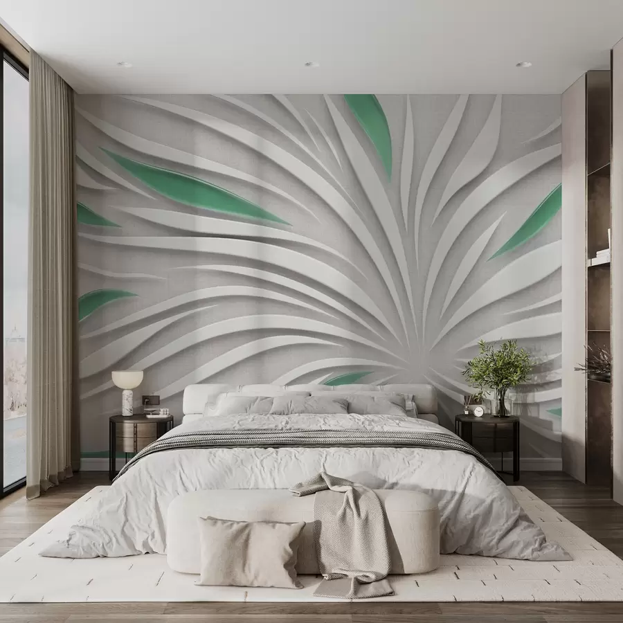 fototapeter Abstrakt blomst på stof i grønne farver u06452v2