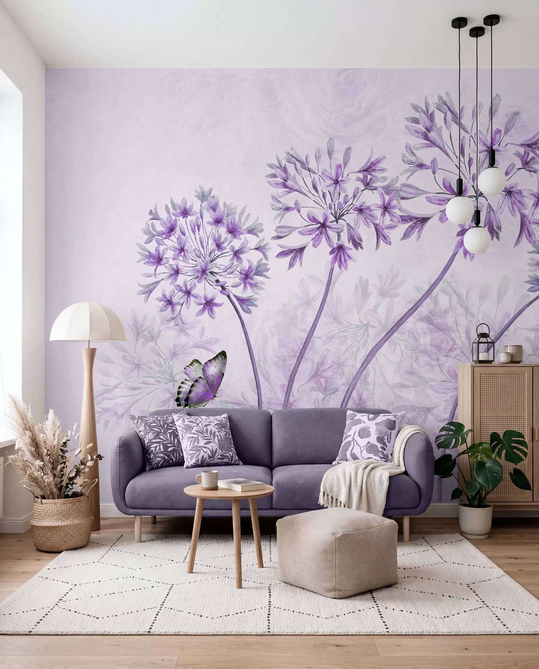 Fototapete Pflanze, Blume und Blau in rosa Farben u35495v3