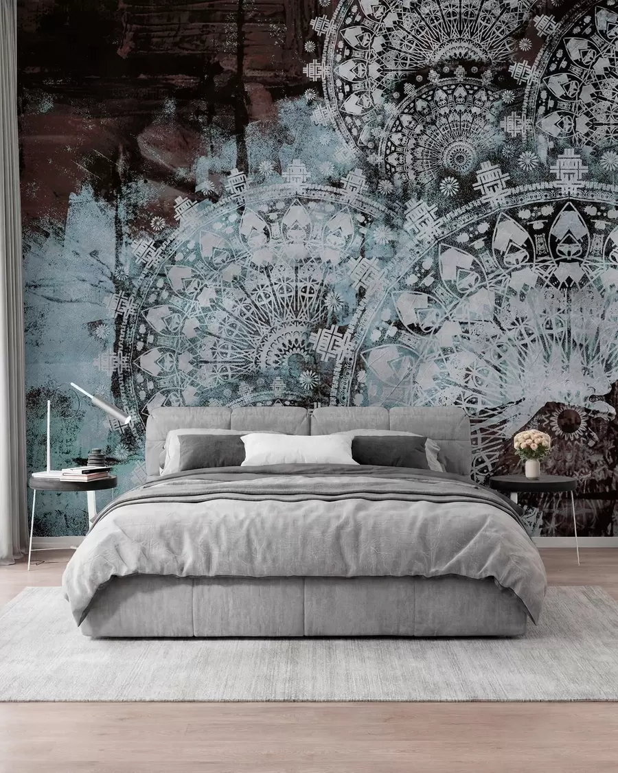 Fototapete Vintage-Mandala in blauen Farben u93958v1