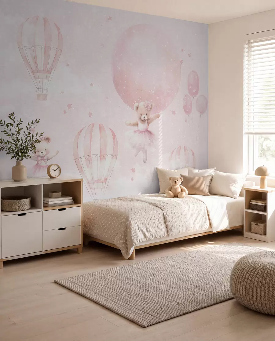 Murale Oursons et ballons roses u97954