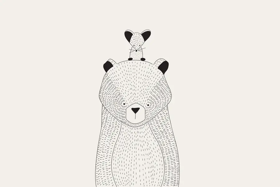 fototapeter En bamse med en mus u98483