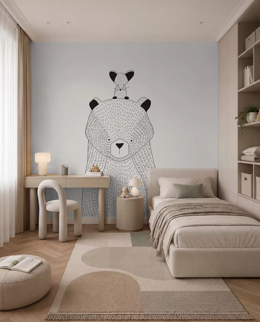 Fototapete Ein Teddybär mit einer Maus u98483