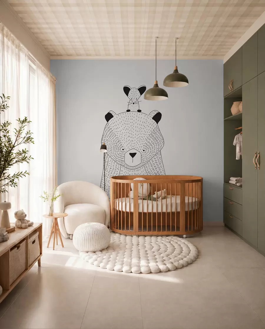 Murale Un ours en peluche avec une souris u98483