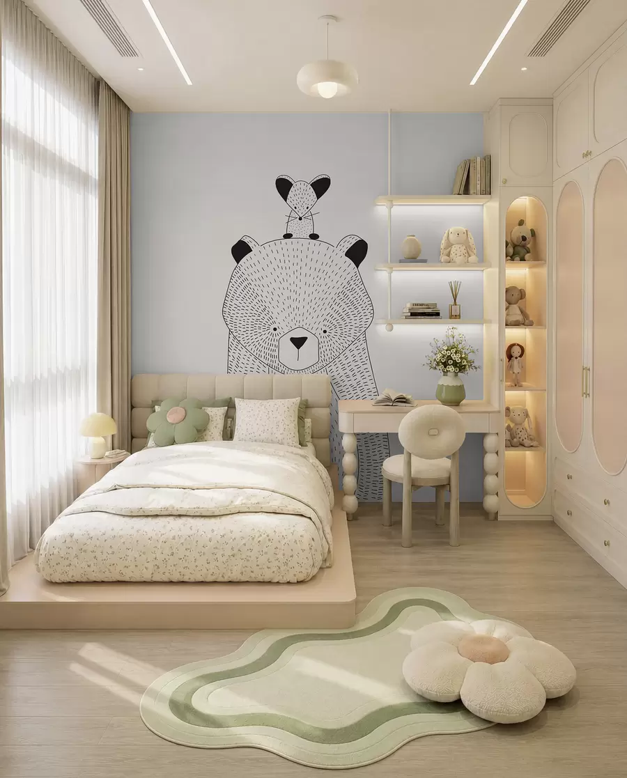 Murale Un ours en peluche avec une souris u98483