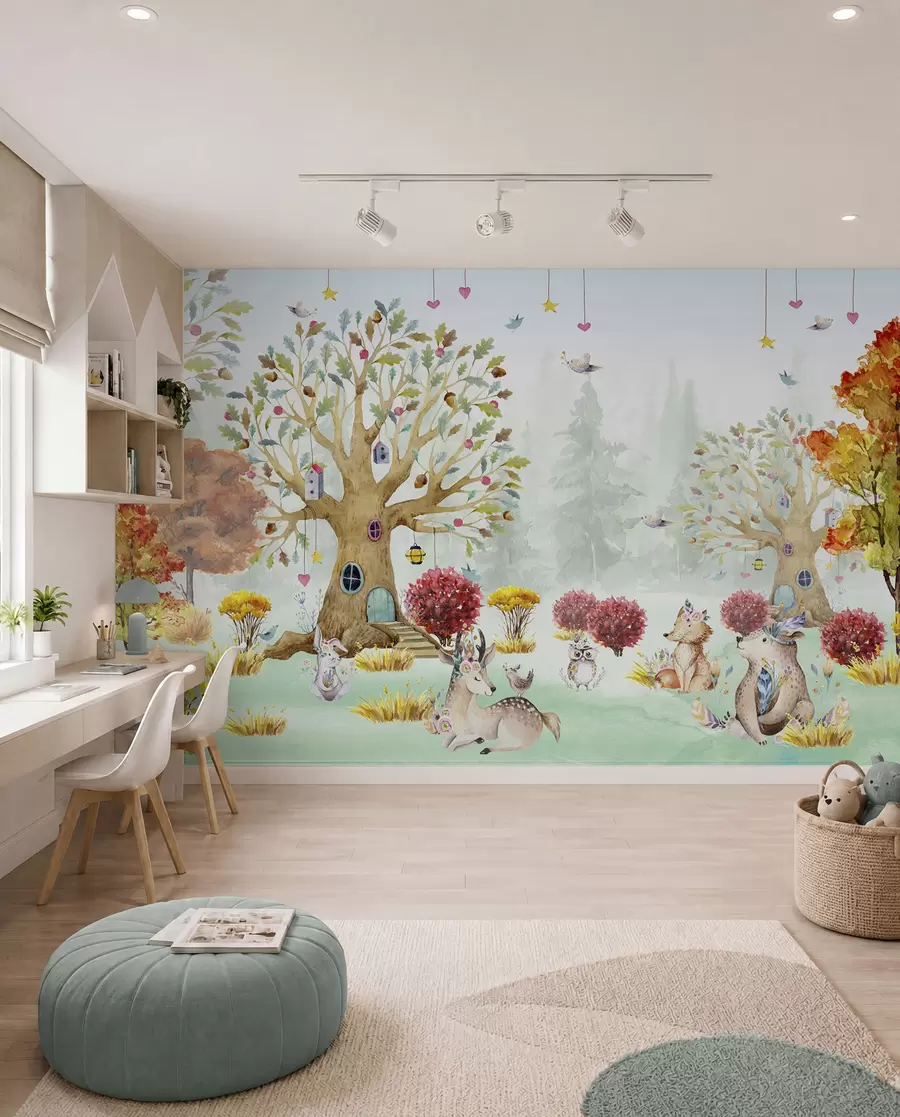 Murale Forêt avec animaux u98499
