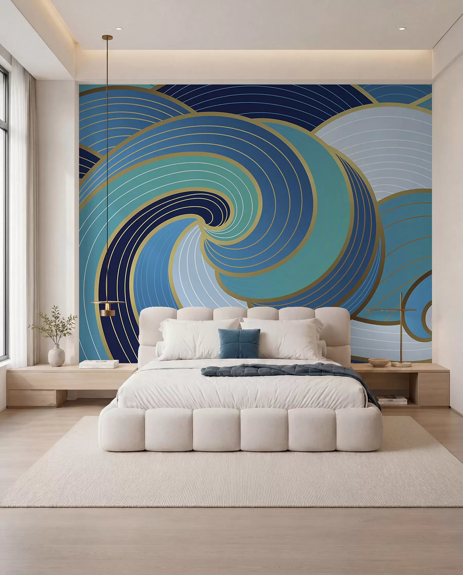 Murale Rythme des vagues bleues u98590