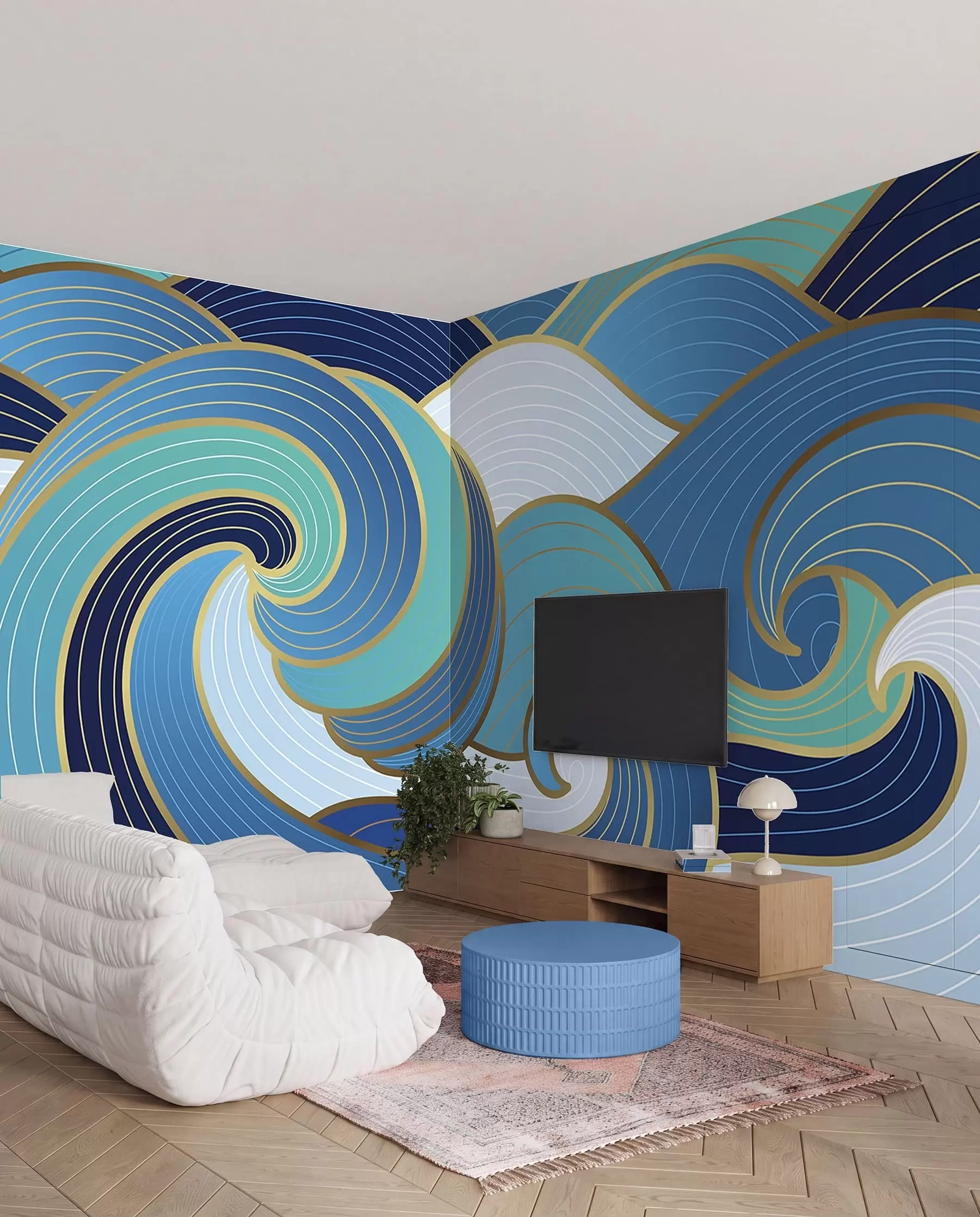 Murale Rythme des vagues bleues u98590