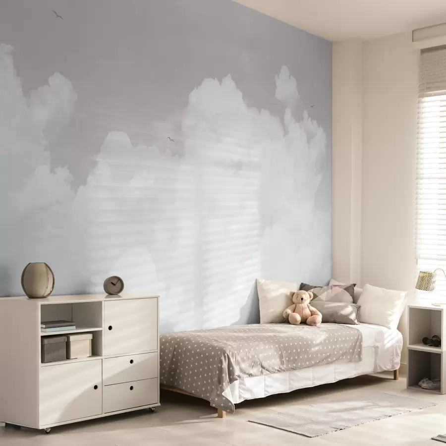 Murale Nuages vintage dans le ciel en rose u96783v1