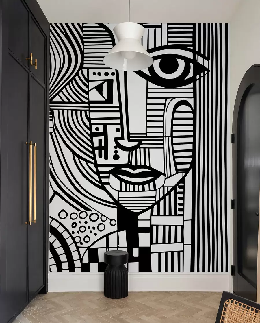 fototapeter Abstrakt sort og hvidt ansigt u98714