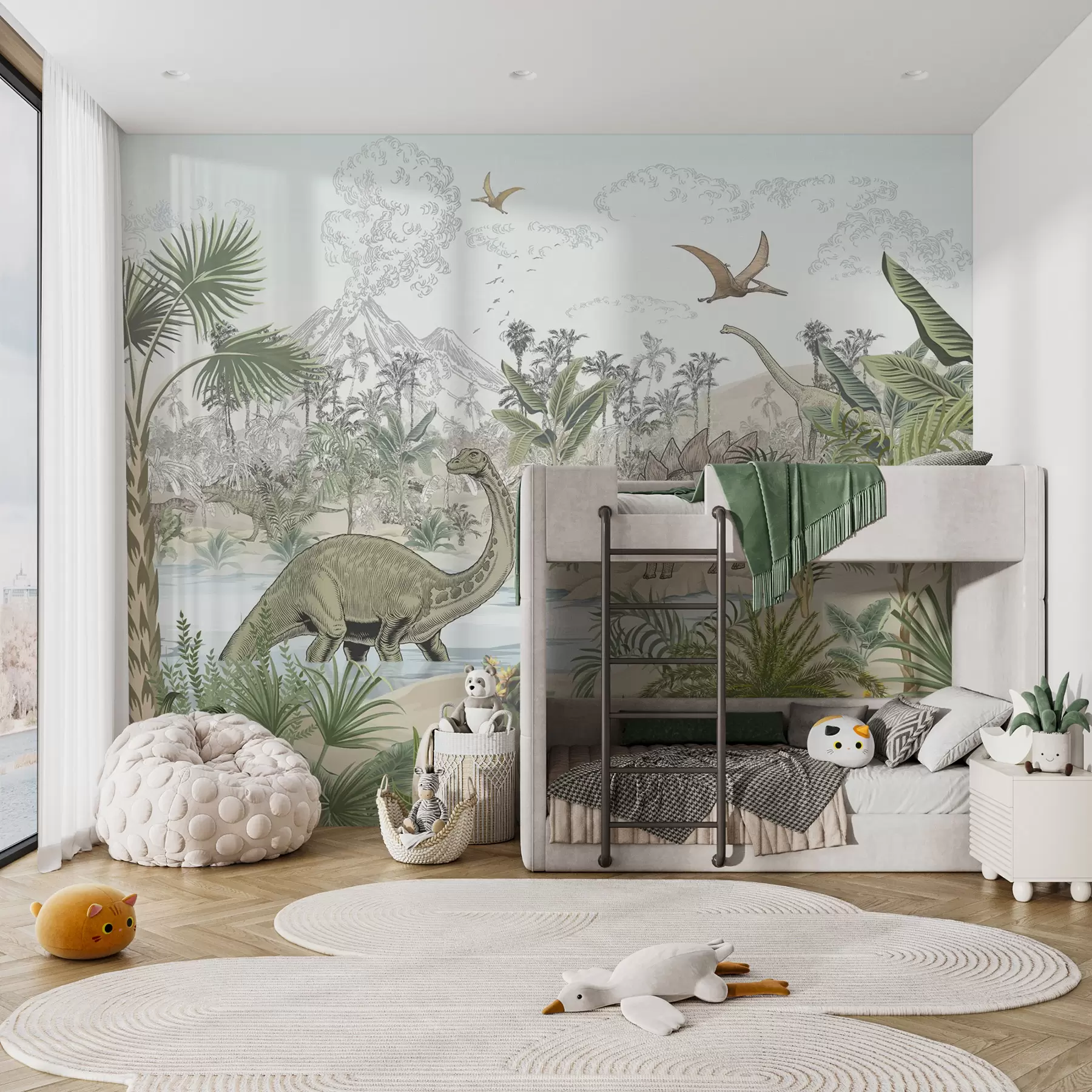 Fototapete Dinosaurier im Regenwald u98674