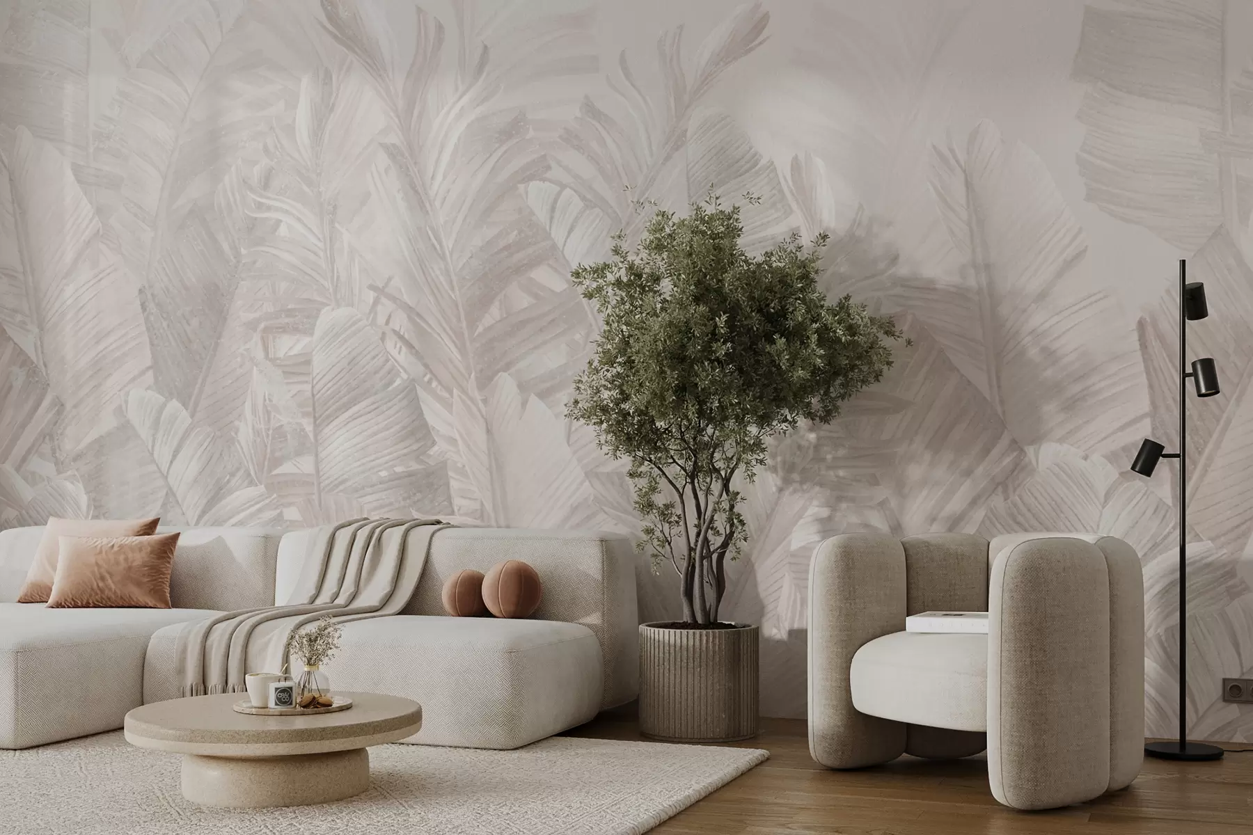Murale Feuilles tropicales beige tendance u98951