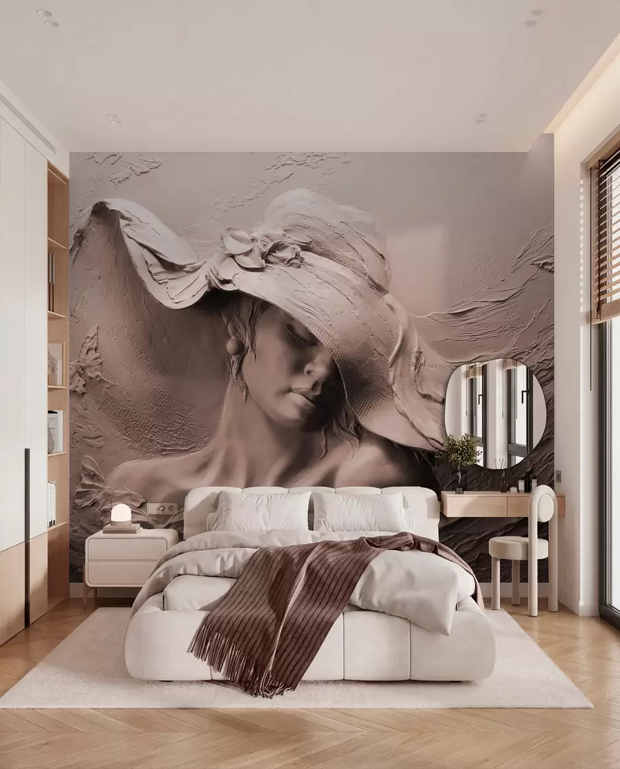 Fototapete Frau mit Hut 3D u62592v1