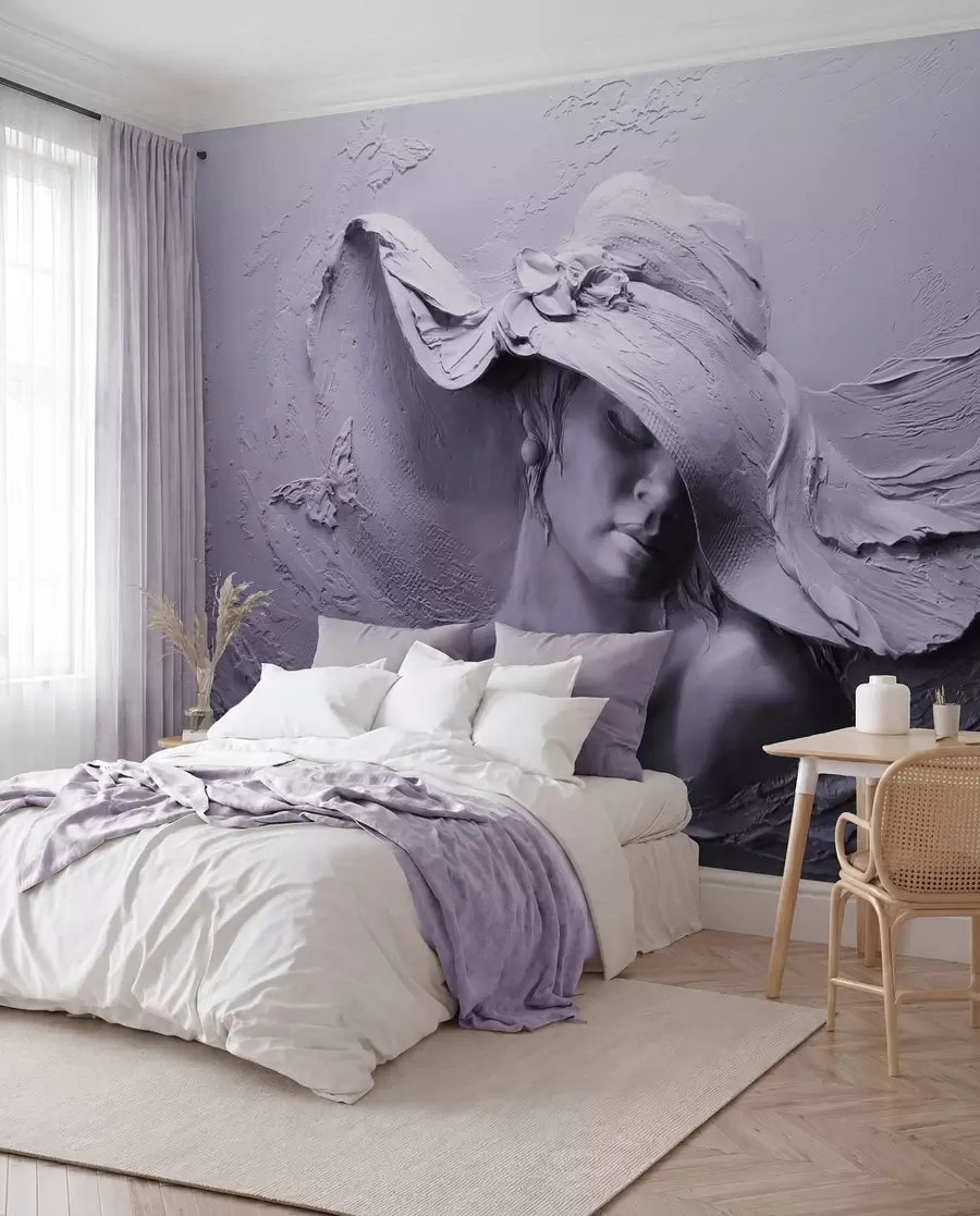Murale Femme au chapeau 3D u62592v3