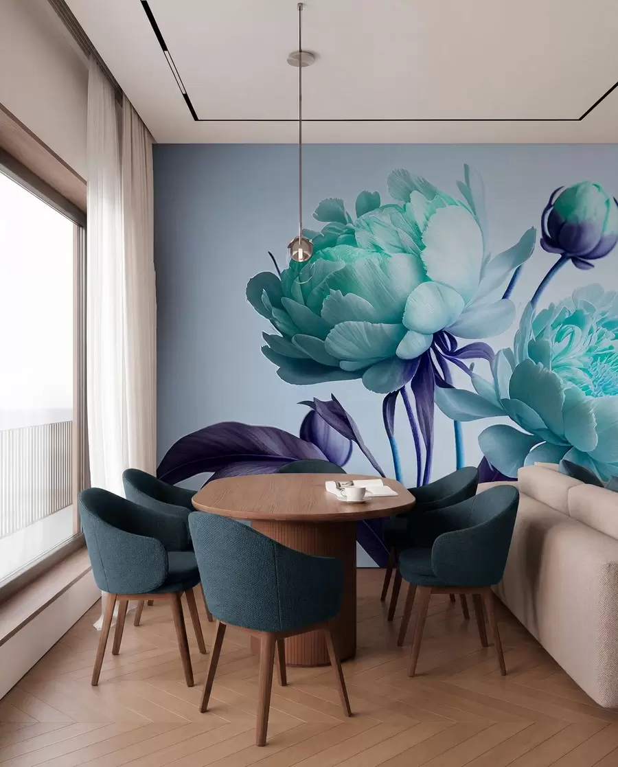 Murale fleurs à l'aquarelle u70658v1