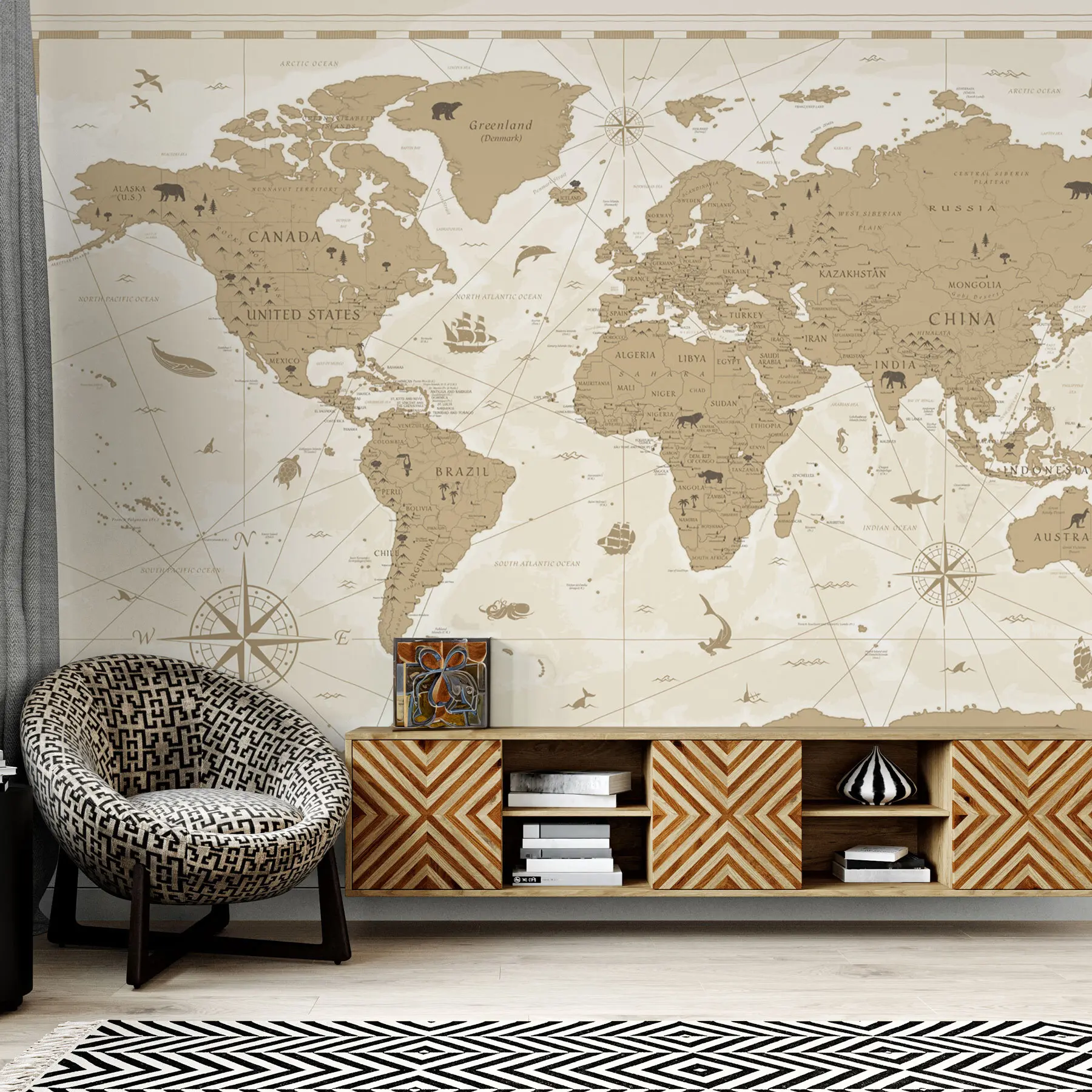 Murale Carte du monde vintage u99074